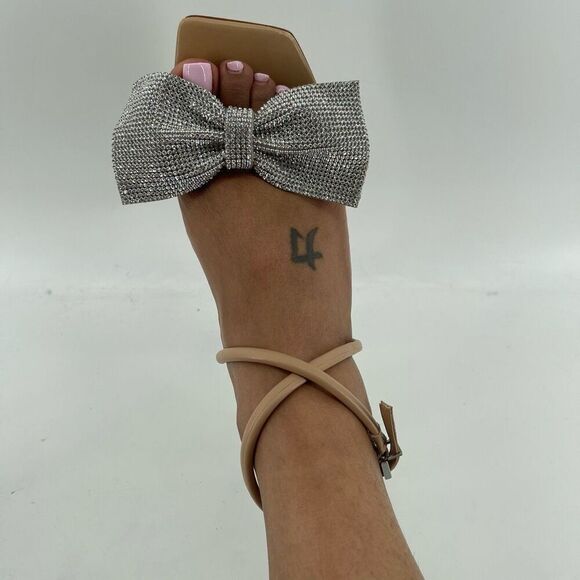 Schutz Mila GlamâHeels 9.5 â Rhinestone Bow, 4â Heel, Ankle Strap, Square Toe - Picture 5 of 17